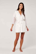 Soft Floral Belted Embellished Mini robe with lace at the sleeves product image 1