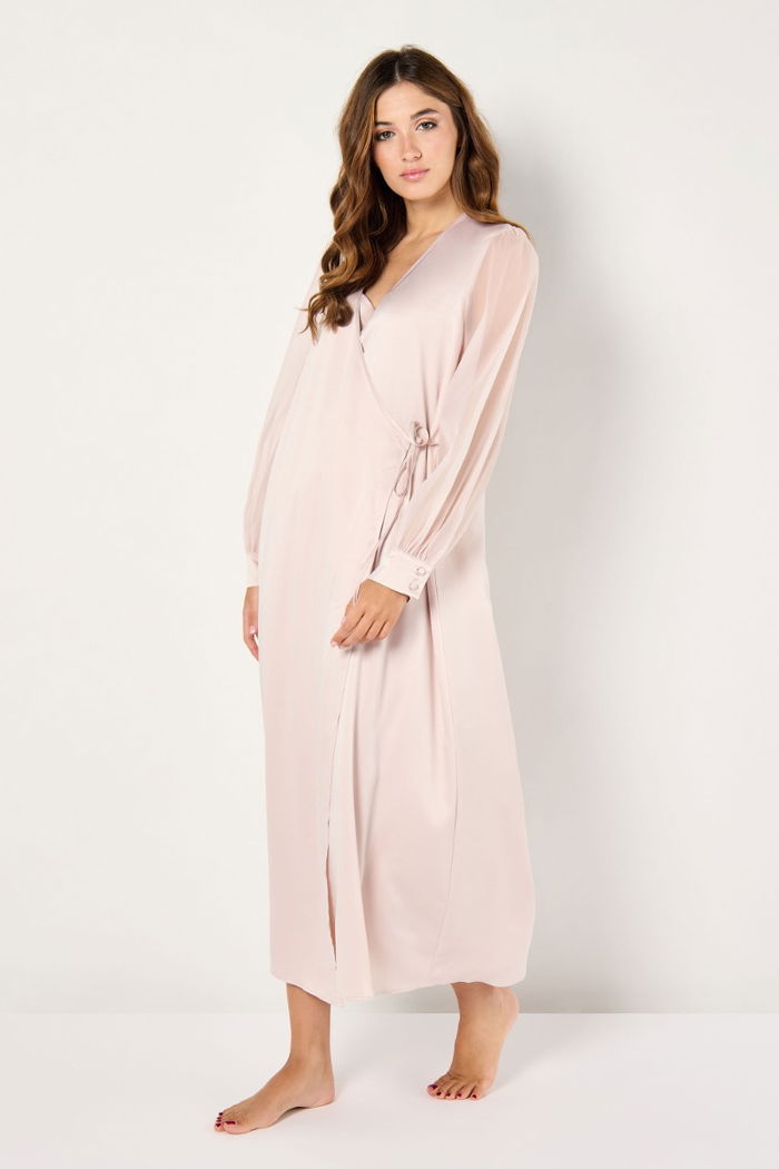 Satin Robe with Chiffon Sleeves and Side Tie product image 1