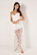 White Satin Slip with Lace Details product image 1