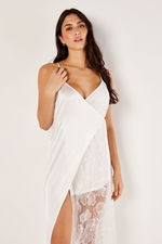 White Satin Slip with Lace Details product image 3