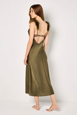 Long Satin Dress with Feather Straps product image 2