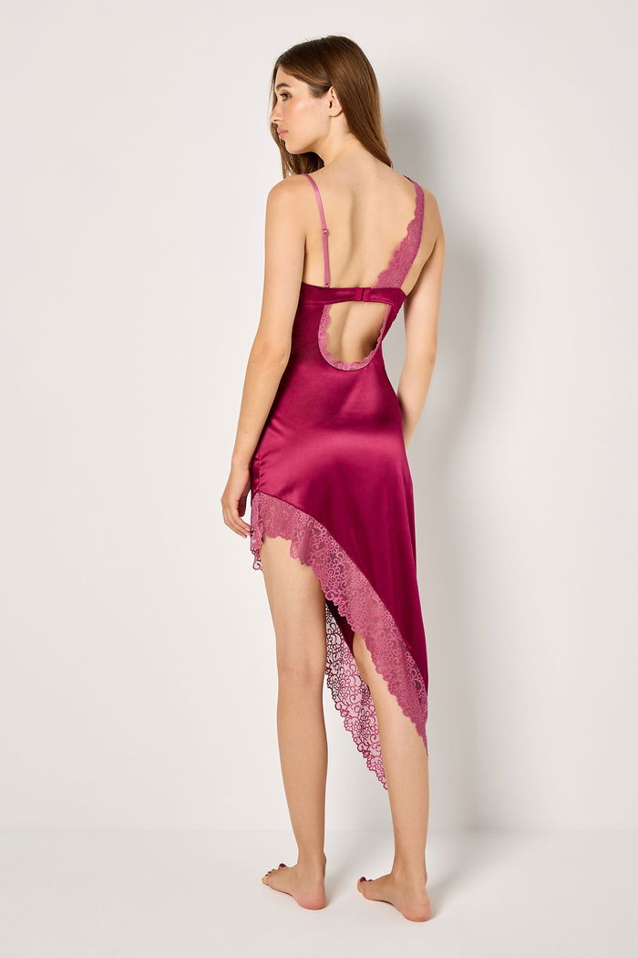 Asymmetric Satin Slip with Lace Details product image 2