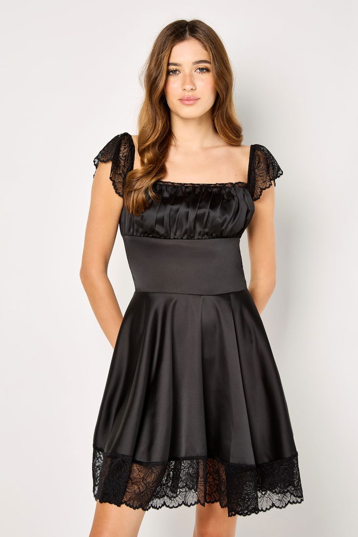 Satin Mini Dress with Lace Details product image 1