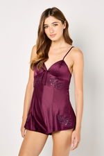 Satin Romper with Embroidered Lace product image 1