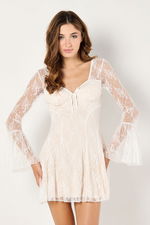 Long Sleeved Lace Embellished Ruffled Dress product image 1