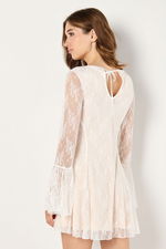 Long Sleeved Lace Embellished Ruffled Dress product image 4