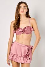 Ruffled Bra  and Skirt Set in Satin product image 1