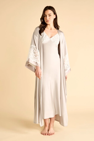 Satin Slip and Robe Set with Lace Details product image