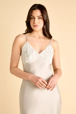 Satin Slip and Robe Set with Lace Details product image 6