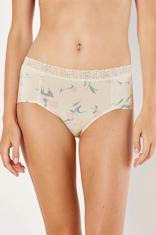 Floral High Waist Brief with Lace Waist Band product image