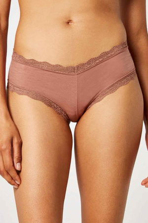 Feminine Brazilian Cut Lace Trim Cotton Brief product image