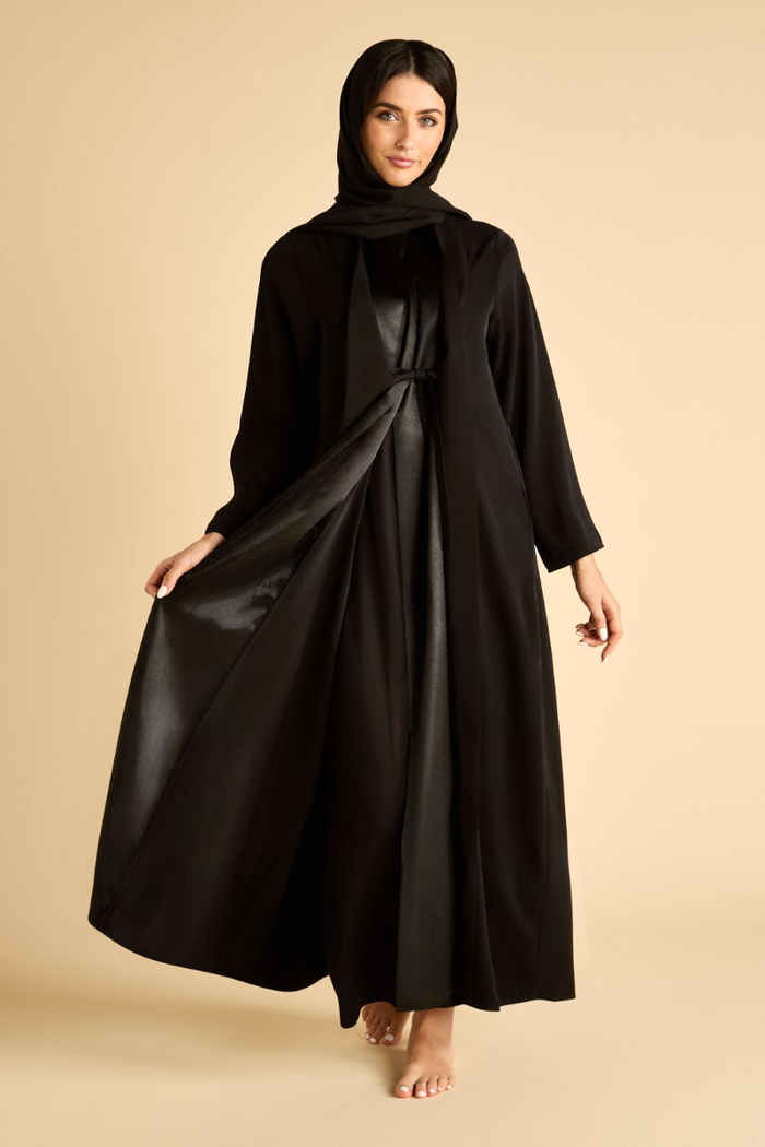 Satin Abaya with Front Tie product image 2