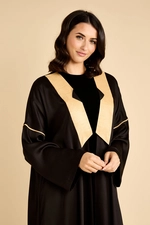 Black Abaya with Gold Trim and Matching Veil product image 3