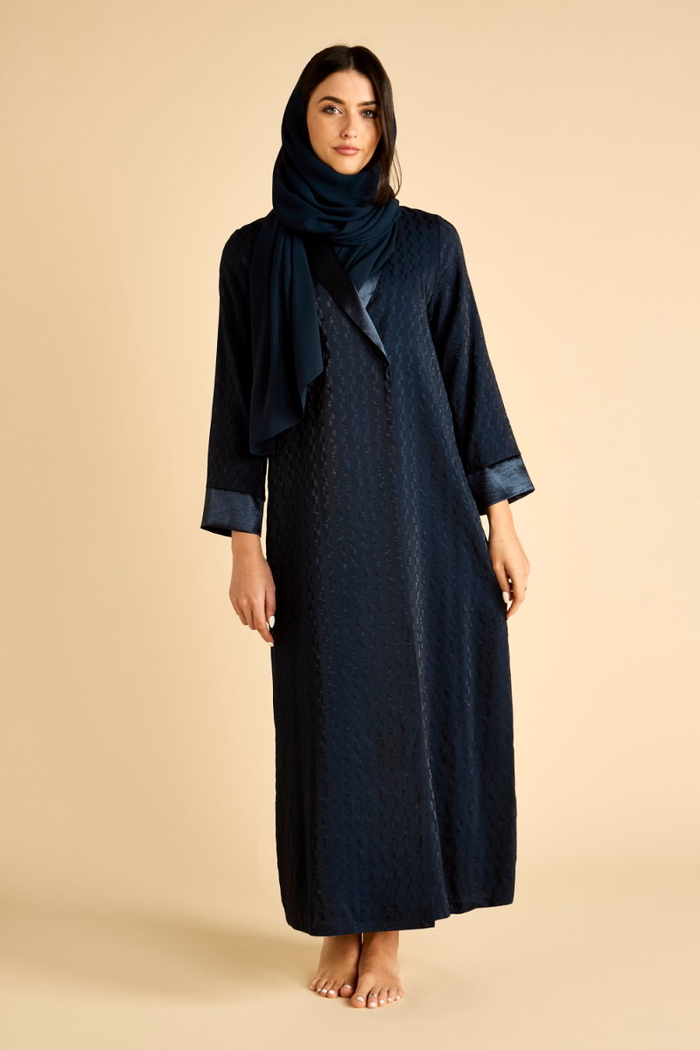 Jacquard Abaya with Satin Details product image 7