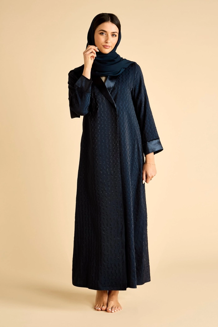 Jacquard Abaya with Satin Details product image 1