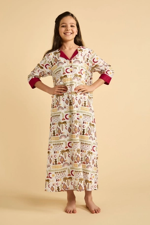 Girls' Maxi Kaftan with Heritage-Inspired Print product image