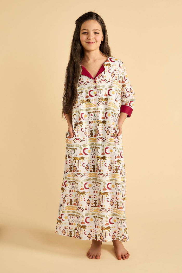 Girls' Maxi Kaftan with Heritage-Inspired Print product image 3