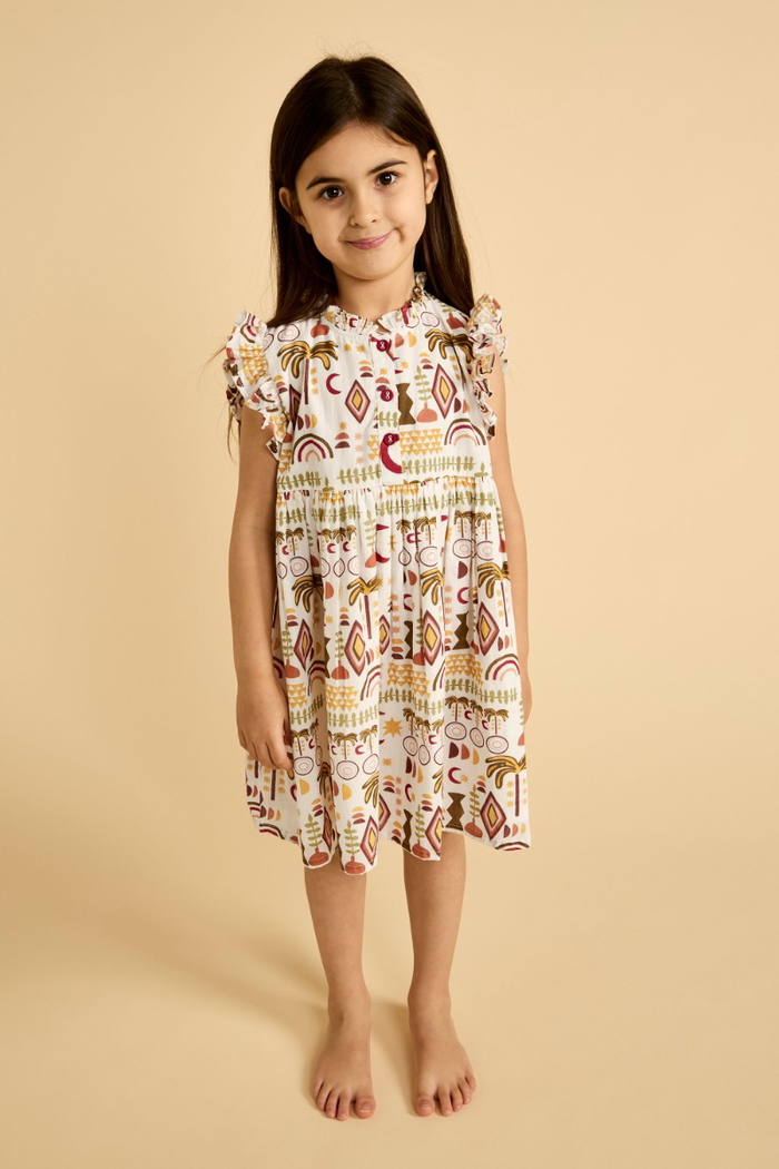 Girls' Knee-Length Dress with Heritage-Inspired Print product image 1