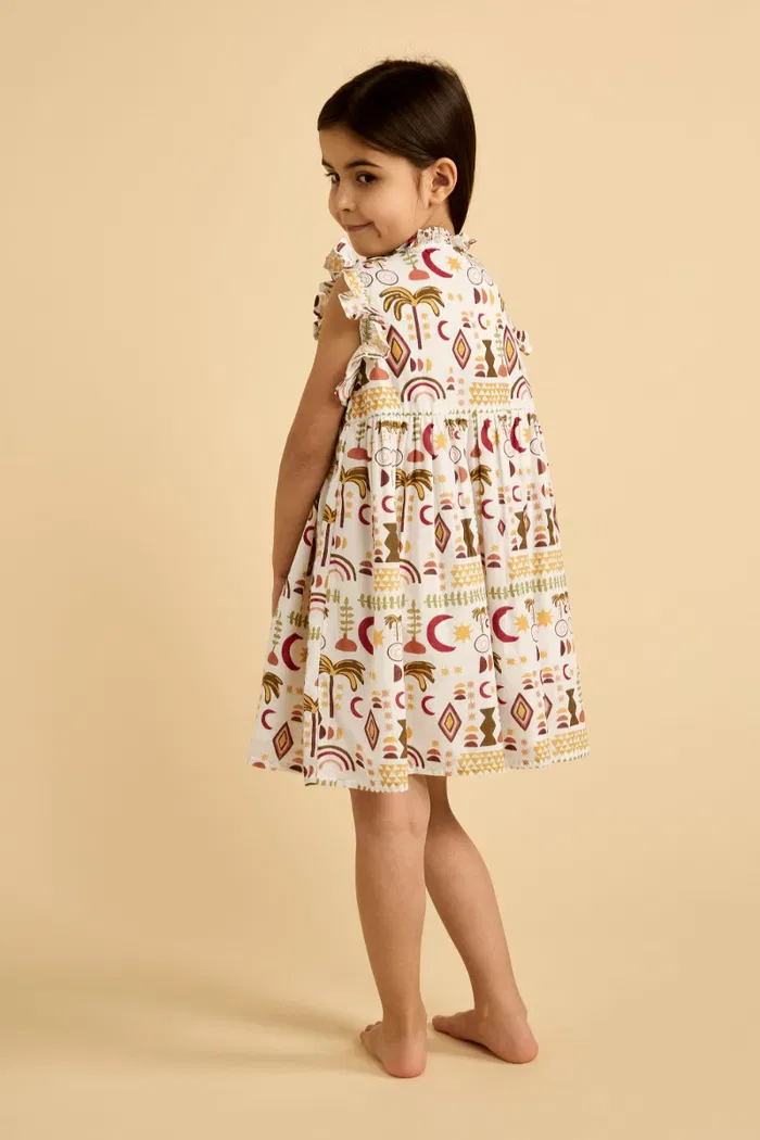 Girls' Knee-Length Dress with Heritage-Inspired Print product image 3