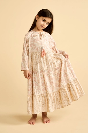 Girls' Layered Printed Kaftan with Tassels product image