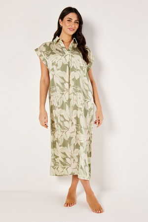 Printed Midi Dress with a V Neck product image