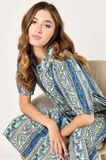 Maxi Printed Buttoned Dress with Shirt Collar product image 1