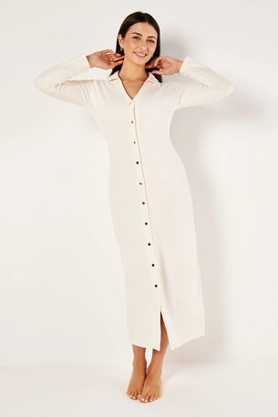 Ribbed Maxi Buttoned Dress product image