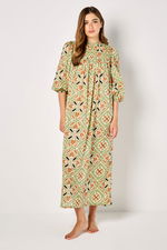 Long Printed Dress with Smocking on Chest product image 1