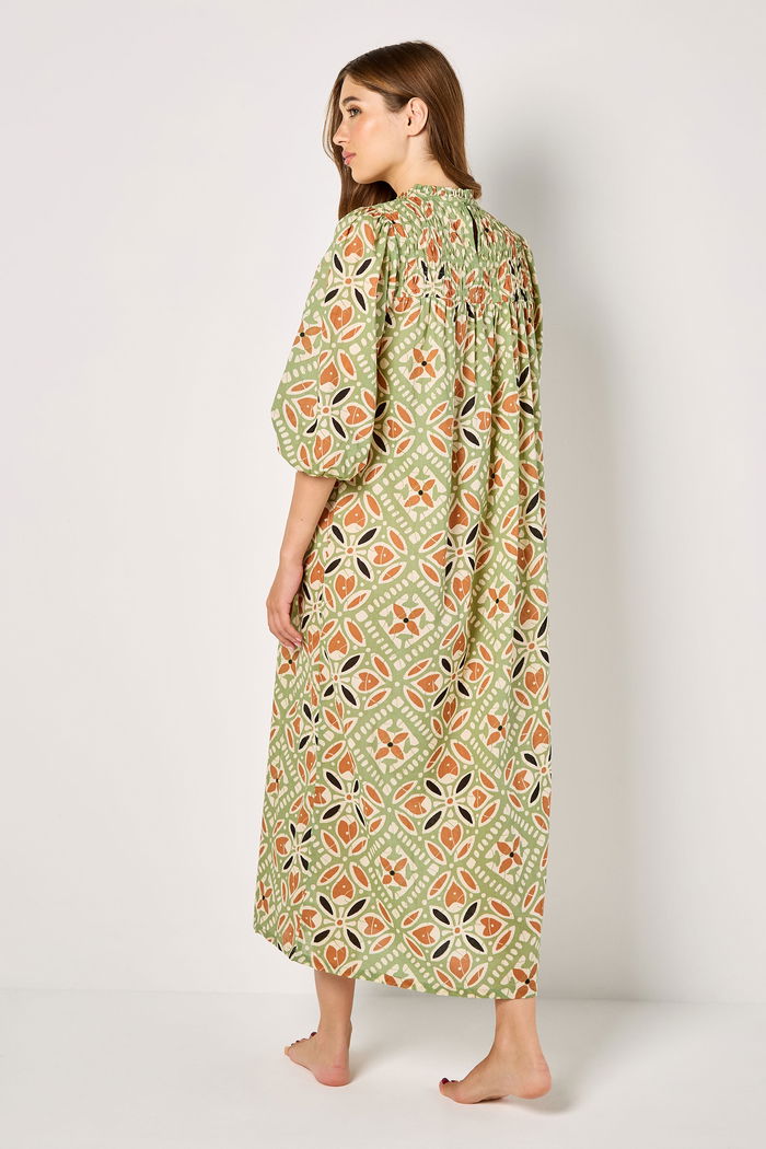 Long Printed Dress with Smocking on Chest product image 2