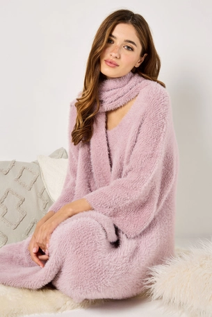 Fluffy Knit Dress with Matching Scarf product image