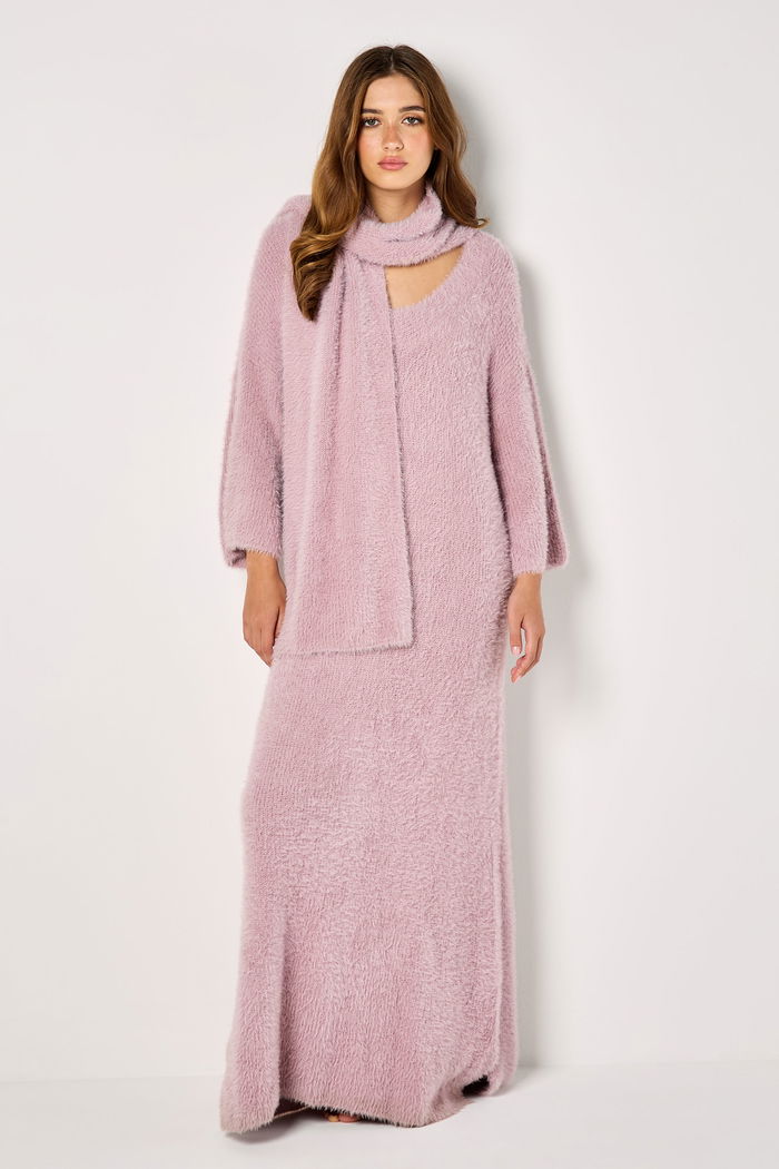 Fluffy Knit Dress with Matching Scarf product image 6