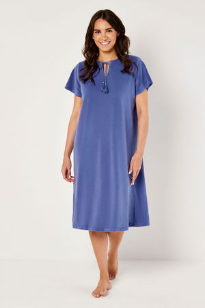 Fleece Night Gown with Short Sleeves in Royal Blue product image