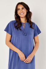 Fleece Night Gown with Short Sleeves in Royal Blue product image 2