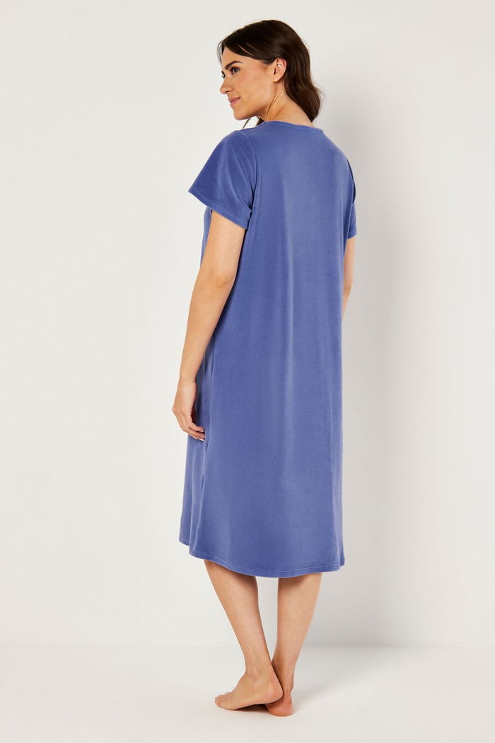 Fleece Night Gown with Short Sleeves in Royal Blue product image 4