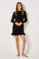 Ribbed Knit Short Dress with Feather Details product image 3