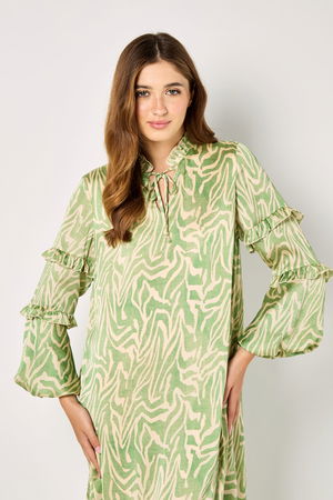 Printed Dress with Ruffled and Layered Bell Sleeves product image