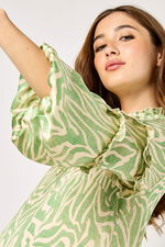 Printed Dress with Ruffled and Layered Bell Sleeves product image 5