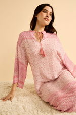 Midi Printed Pink Dress with Wide Sleeves product image 1