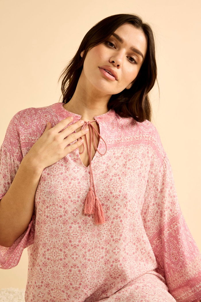 Midi Printed Pink Dress with Wide Sleeves product image 4