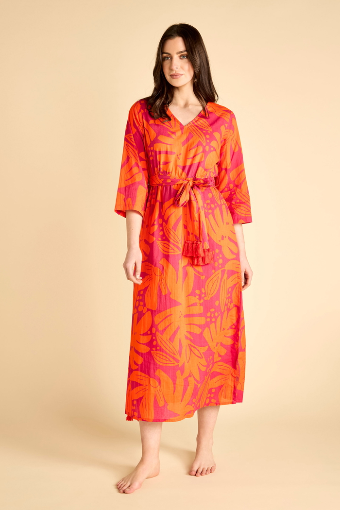 Maxi Printed Dress with Belt and Tassels product image 2