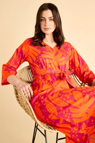 Maxi Printed Dress with Belt and Tassels product image