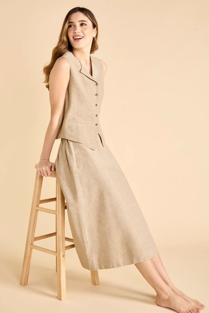 Metallic Linen Crop Top & Skirt Set product image