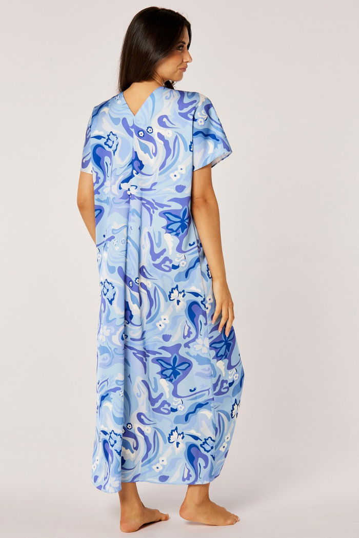 Printed Satin Kaftan with Box Pleats product image 4