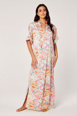 Elegant Printed Loose Fit Satin Kaftan product image