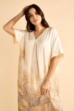 Long Pleated Cream-Colored Kaftan product image 2