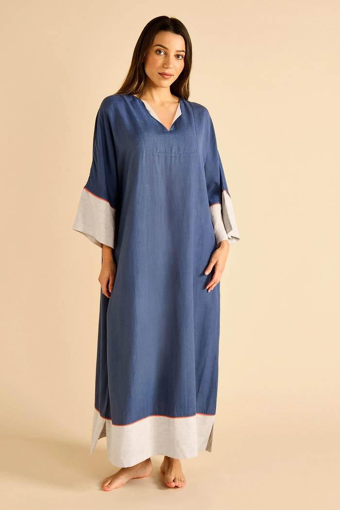 Maxi Kaftan with Color Blocked Sleeves and Hem product image 1