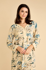 Printed Beige Kaftan with Long Sleeves and Buttons product image 2