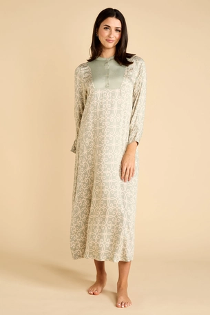 Long Sleeve Printed Kaftan with Contrast Yoke product image