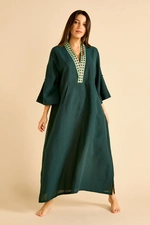 Wide Cut Kaftan with embroidered collar and pockets product image 1