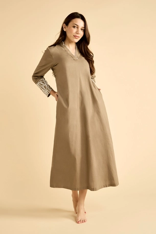 Maxi Linen Kaftan with Embroidered Sleeves product image